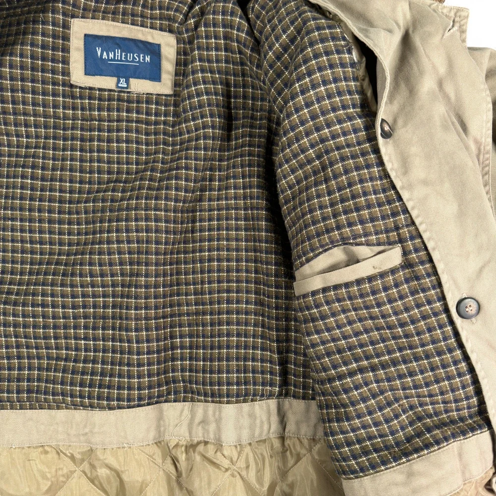 Vintage Van Heusen Chore Coat Adult EXTRA LARGE Brown Canvas Lined Quilted Barn